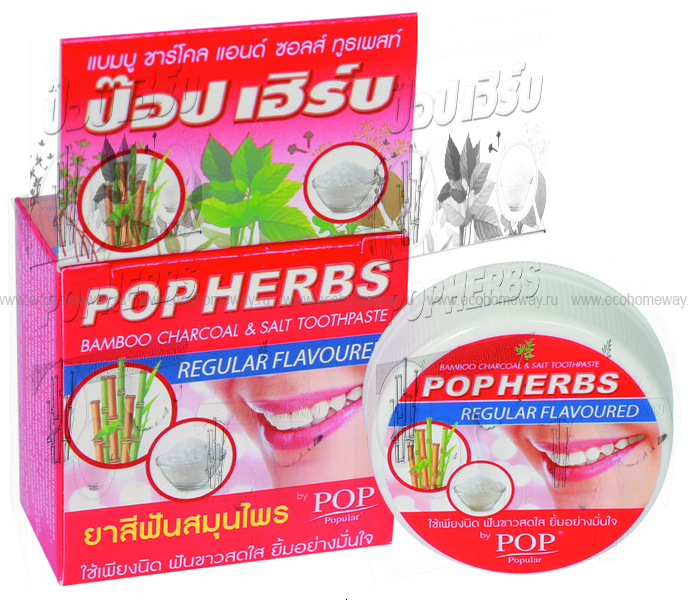 POP Herbs Растительная зубная паста с бамбуковым углем и солью 30 гр по выгодной цене в Москве