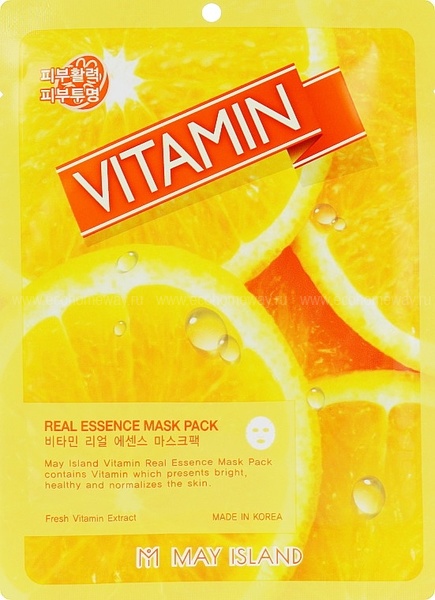 May Island Тканевая маска для лица с витамином С/Real essense vitamin mask 25 г по выгодной цене в Москве