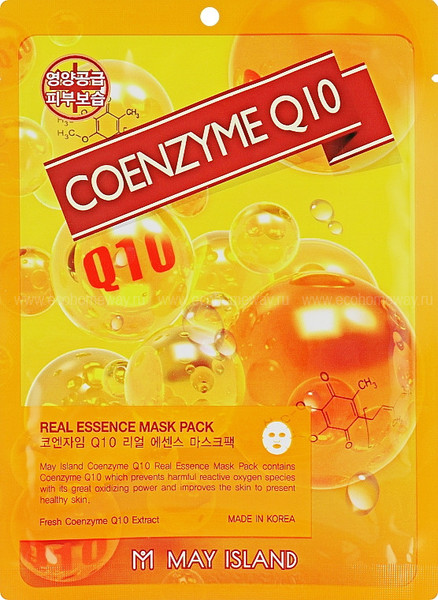 May Island Тканевая маска для лица с коэнзимом Q10/Real essense coenzyme Q10 mask 25 г по выгодной цене в Москве