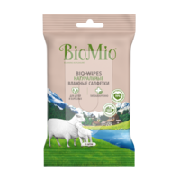 BIO MIO Натуральные влажные салфетки с экстрактом хлопка для детей и взрослых 15шт