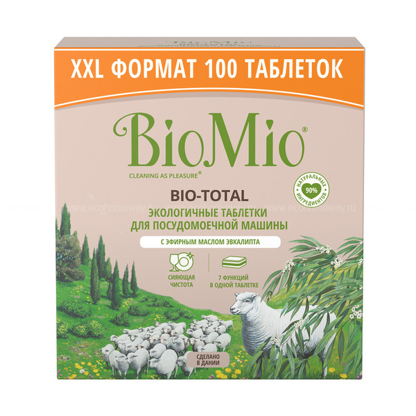 BIO MIO Таблетки для ПММ 7 в 1 с эфирным маслом эвкалипта 100шт по выгодной цене в Москве
