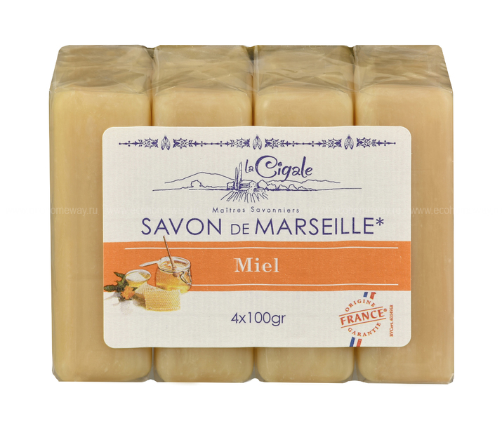 LA CIGALE Мыло марсельское с медом 4*100гр  по выгодной цене в Москве