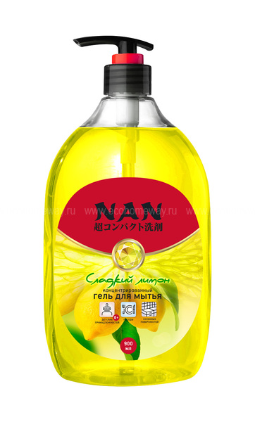 NAN средство для мытья посуды и детских принадлежностей сладкий лимон, флакон с доз. 900мл  по выгодной цене в Москве