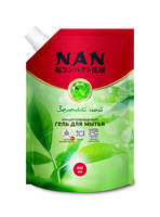 NAN средство для мытья посуды и детских принадлежностей зеленый чай, сменный блок 800 мл 