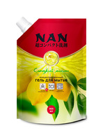 NAN средство для мытья посуды и детских принадлежностей сладкий лимон, сменный блок 800 мл 